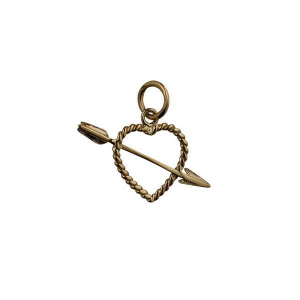 Finnies The Jewellers 9ct Yellow Gold Open  Heart with Cupids Arrow on a 16
