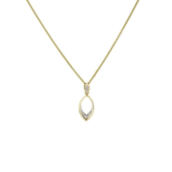 Finnies The Jewellers 9ct Yellow Gold Open Marquise Shaped Diamond Pendant 0.04ct