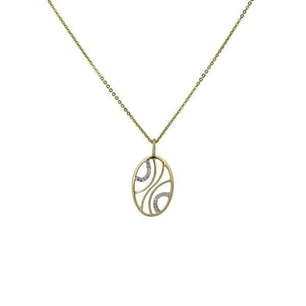 Finnies The Jewellers 9ct Yellow Gold Open Oval Diamond Pendant and 16