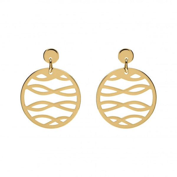 Finnies The Jewellers 9ct Yellow Gold Open Patterned Round Drop Earrings