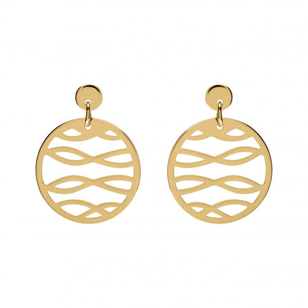 Finnies The Jewellers 9ct Yellow Gold Open Patterned Round Drop Earrings