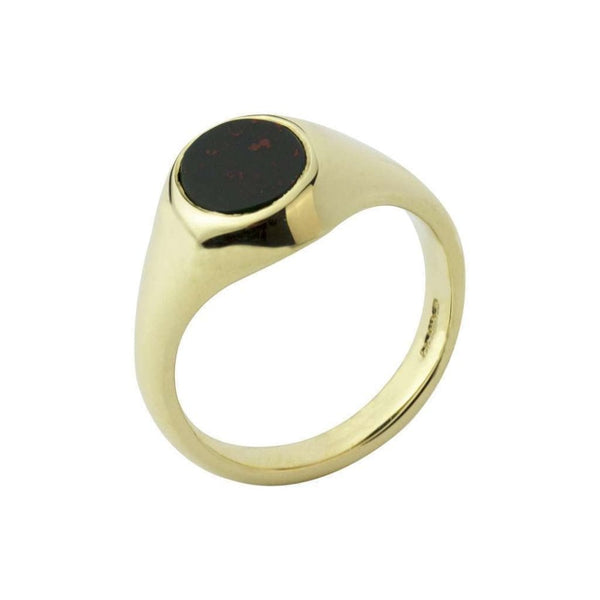 Finnies The Jewellers 9ct Yellow Gold Oval Bloodstone Signet Ring