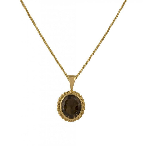 Finnies The Jewellers 9ct Yellow Gold Oval Smoky Quartz Pendant