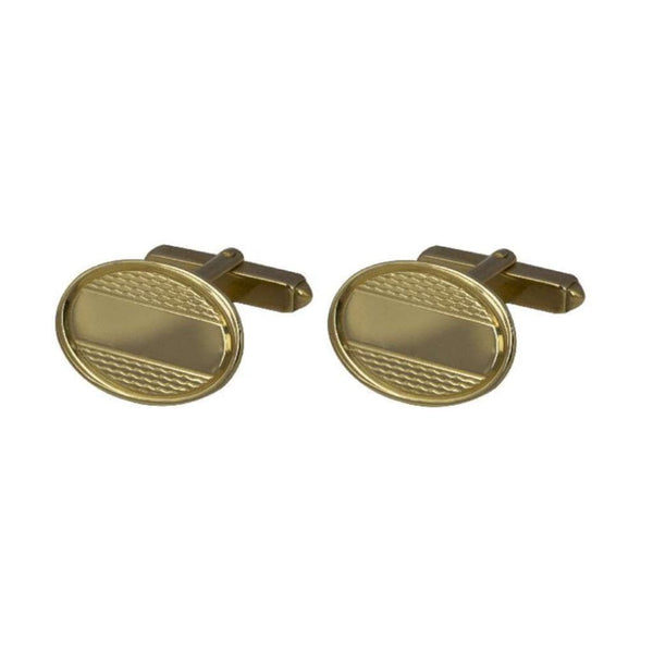 Finnies The Jewellers 9ct Yellow Gold Oval Textured Bar Cufflinks