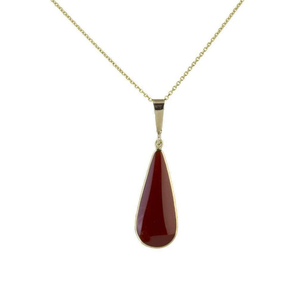 Finnies The Jewellers 9ct Yellow Gold Pear Shaped Cinnamon Coloured Agate Pendant