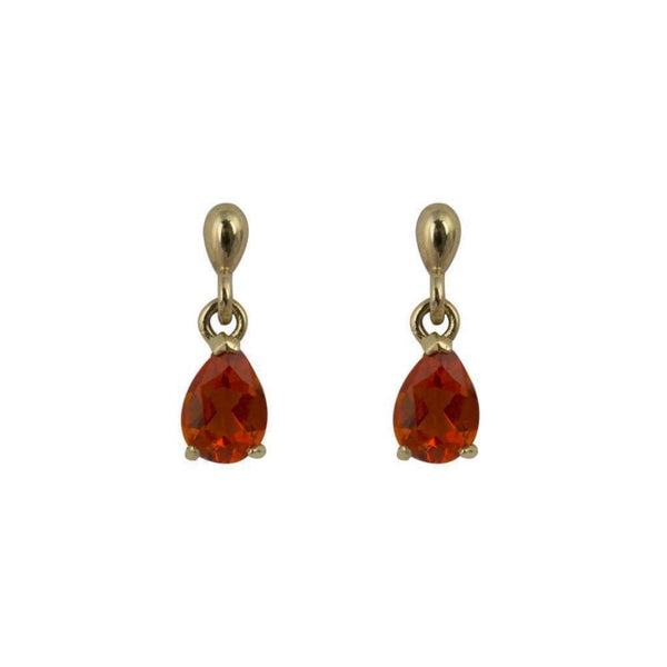 Finnies The Jewellers 9ct Yellow Gold Pear Shaped Fire Opal Drop Earrings