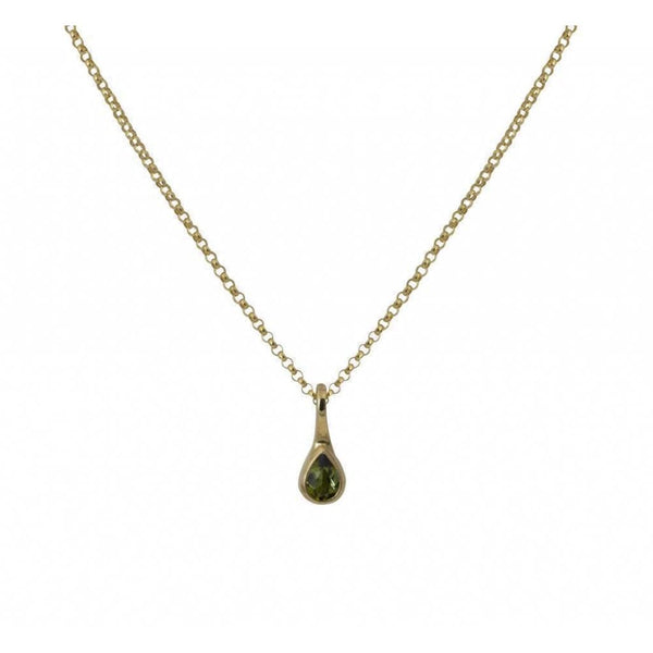 Finnies The Jewellers 9ct Yellow Gold Pear Shaped Green Tourmaline Pendant