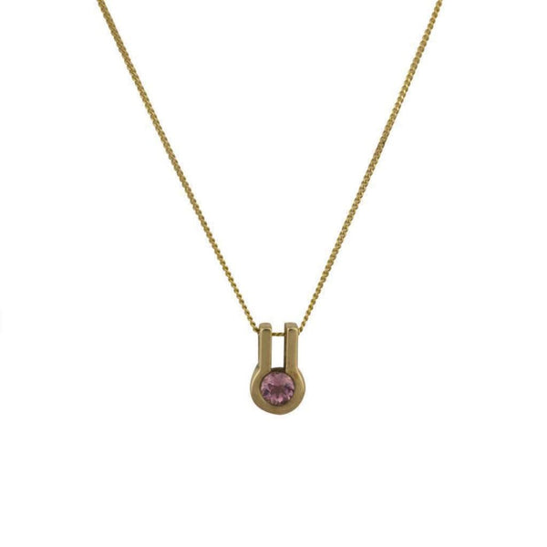 Finnies The Jewellers 9ct Yellow Gold & Pink Sapphire Single Stone Pendant