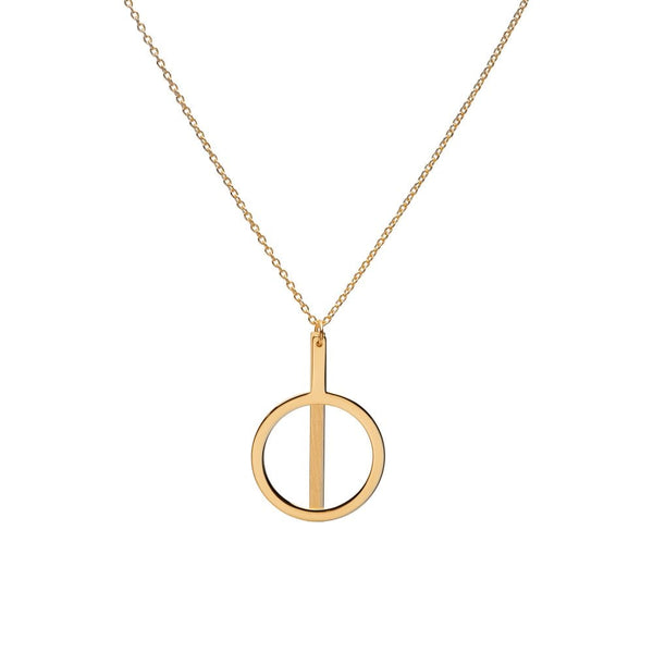 Finnies The Jewellers 9ct Yellow Gold Polished Open Circle and Satin Bar Pendant