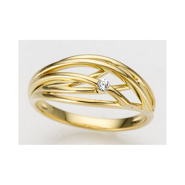 Finnies The Jewellers 9ct Yellow Gold Round Cut Diamond 0.04ct Open Strand Dress Ring