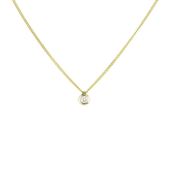 Finnies The Jewellers 9ct Yellow Gold Round Diamond Rubover Set Pendant 0.10ct