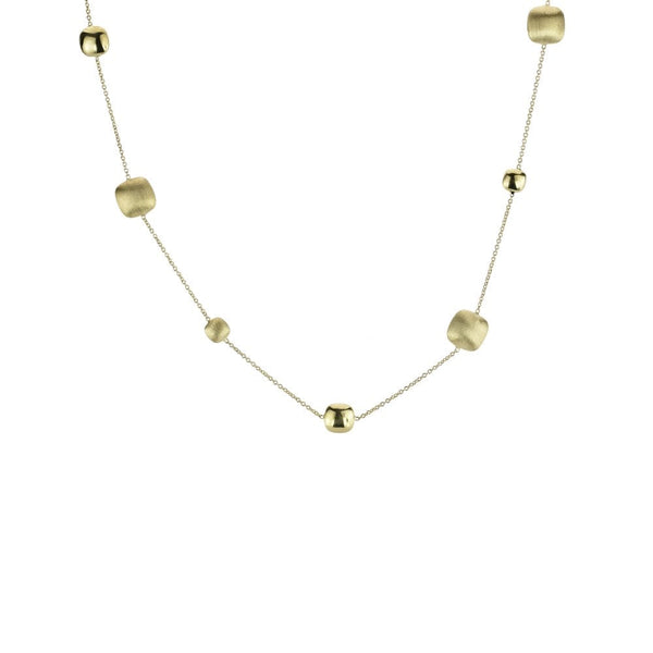 Finnies The Jewellers 9ct Yellow Gold Satin & Polished Cushion Shaped Pebble Chain