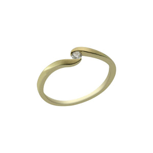 Finnies The Jewellers 9ct Yellow Gold Satin Polished Diamond Twist Dress Ring