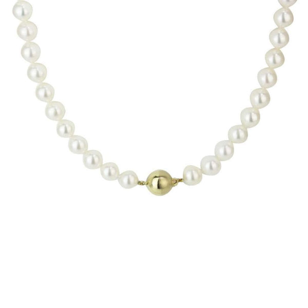 Finnies The Jewellers 9ct Yellow Gold Satin Polished Pearl Necklet