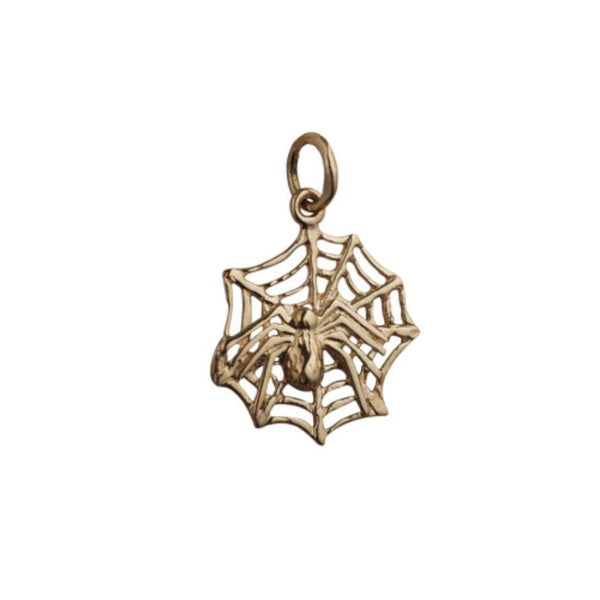 Finnies The Jewellers 9ct Yellow Gold Spider on Web Charm