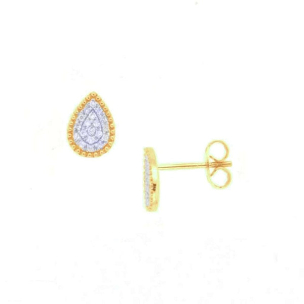 Finnies The Jewellers 9ct Yellow Gold Teardrop Shaped Diamond Stud Earrings 0.11ct