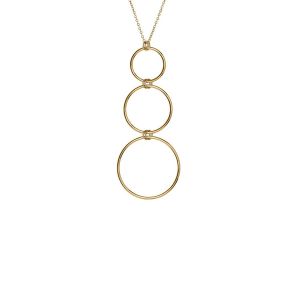 Finnies The Jewellers 9ct Yellow Gold Three Circle Drop Pendant on 16