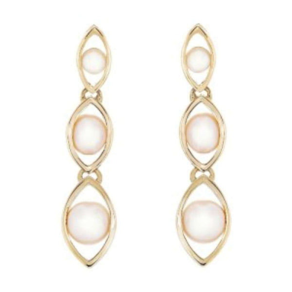 Finnies The Jewellers 9ct Yellow Gold Three Marquise Shape Drop Earrings &Three FWPs