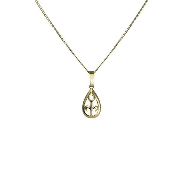 Finnies The Jewellers 9ct Yellow Gold Tulip in the Centre Teardrop Drop Pendant