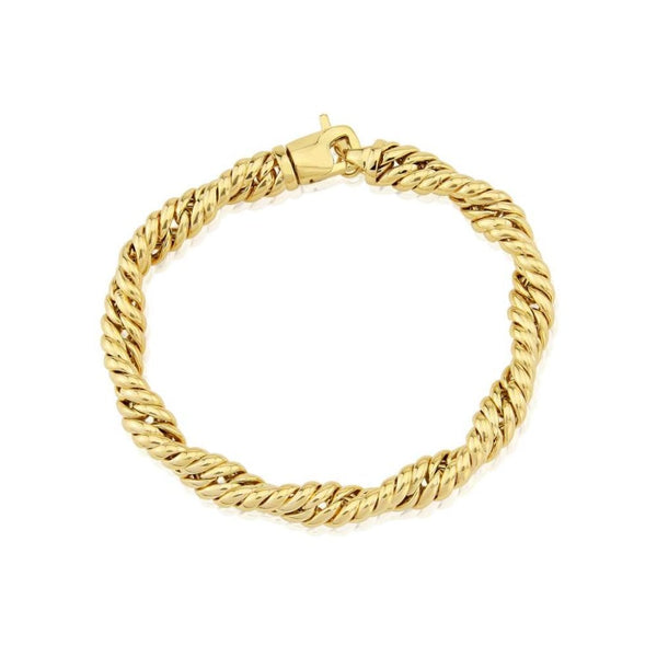 Finnies The Jewellers 9ct Yellow Gold Twisted Curb Hollow Bracelet