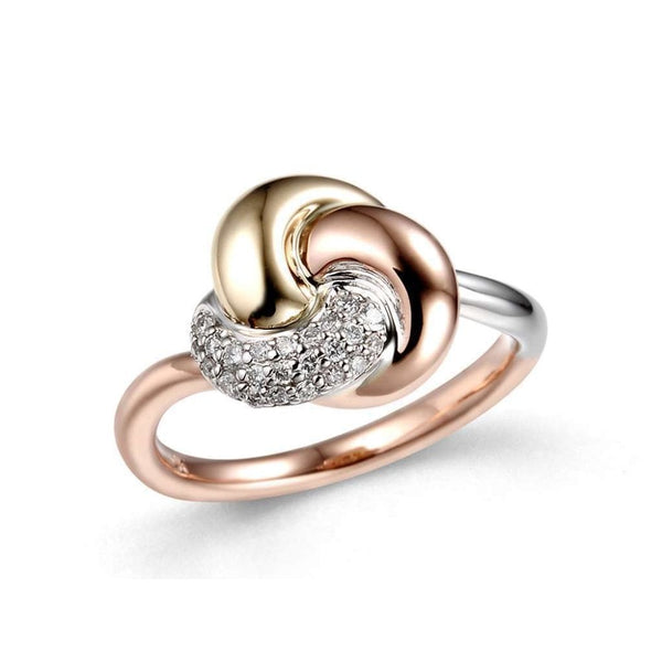 Finnies The Jewellers 9ct Yellow,White and Rose Gold Knot Dress Ring