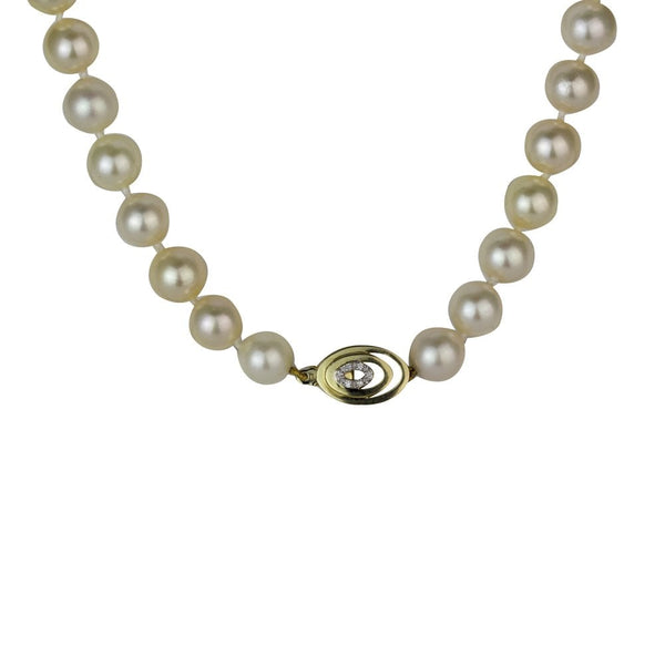 Finnies The Jewellers 9ct Yellow & White Gold Akoya Pearl Necklet with Diamonds