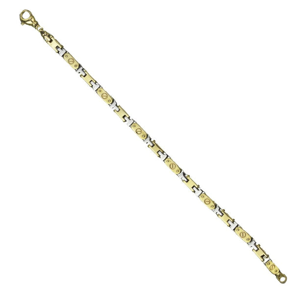 Finnies The Jewellers 9ct Yellow/White Gold Bar & Screw Link Bracelet