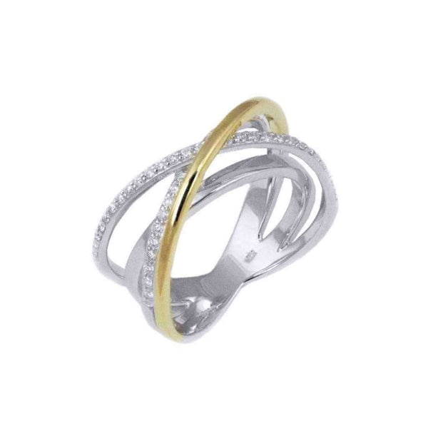 Finnies The Jewellers 9ct Yellow & White Gold Crossover Diamond Dress Ring