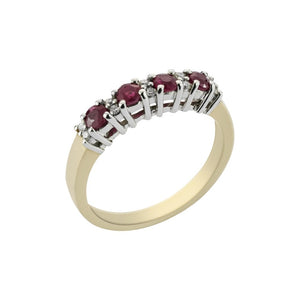 Finnies The Jewellers 9ct Yellow & White Gold Diamond Ruby Eternity Ring