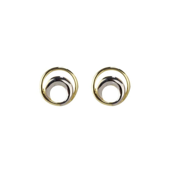 Finnies The Jewellers 9CT Yellow White Gold Double Circle Stud Earrings