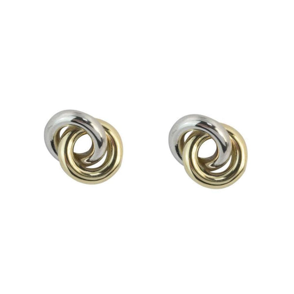 Finnies The Jewellers 9ct Yellow & White Gold Twisted Circle Stud Earrings