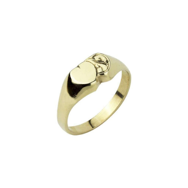 Finnies The Jewellers Childs 9ct Yellow Gold Double Heart Signet Ring