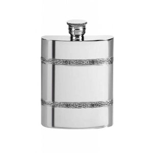 Finnies The Jewellers Pewter 4oz Hipflask With Celtic Bands