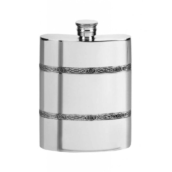 Finnies The Jewellers Pewter 6oz Celtic Bands Hip Flask