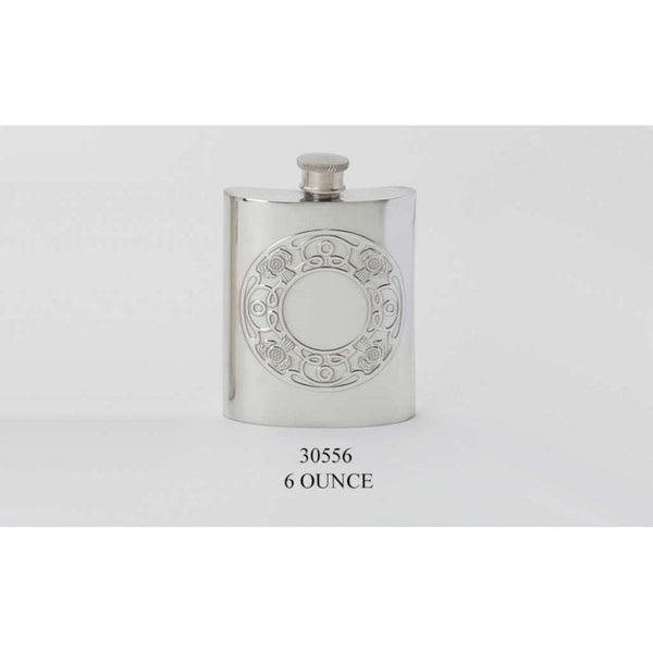 Finnies The Jewellers Pewter 6oz Celtic Thistle Flask