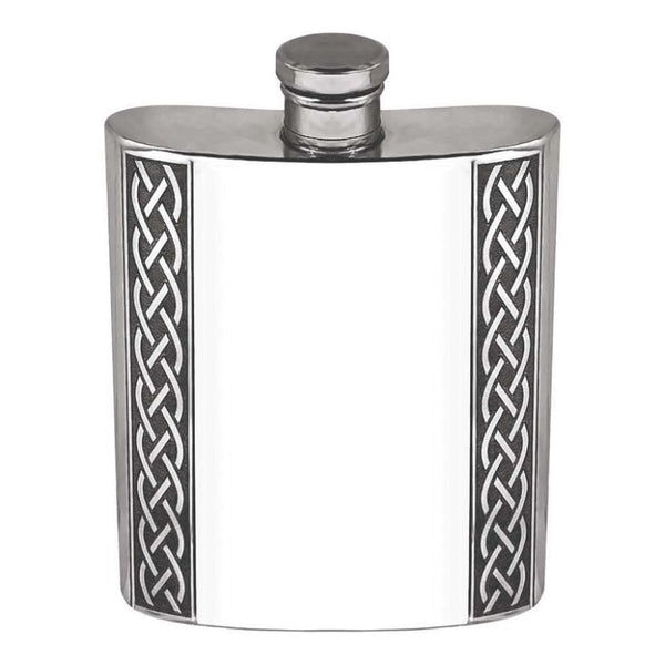 Finnies The Jewellers Pewter 6oz Embossed Celtic Band Hipflask