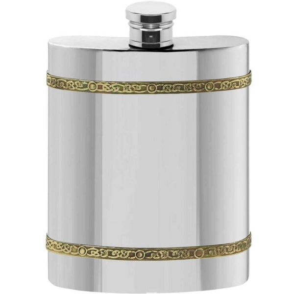 Finnies The Jewellers PEWTER/BRASS 6OZ CELTIC HIPFLASK