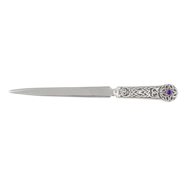 Finnies The Jewellers Pewter Celtic Purple Stone Letter Opener
