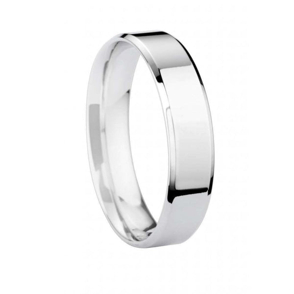 Finnies The Jewellers Platinum 4mm Bevelled Edge Wedding Ring