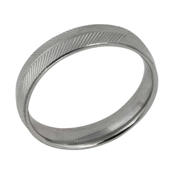 Finnies The Jewellers Platinum 5mm Feather Ribbed Wedding Band