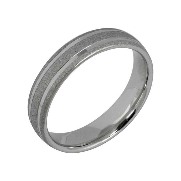 Finnies The Jewellers Platinum 5mm Frosted and Polished Court Wedding Ring