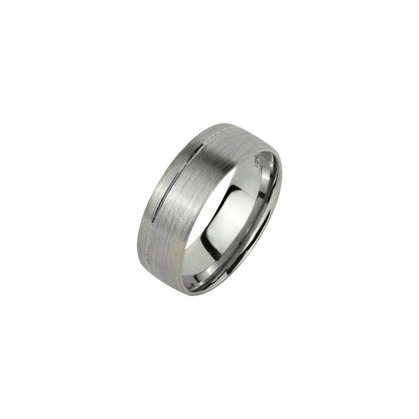 Finnies The Jewellers Platinum 7mm Satin & Polished Lined Light Court Wedding Band
