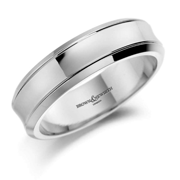 Finnies The Jewellers Platinum Concave Centre With Lined Edge Polished Wedding Band