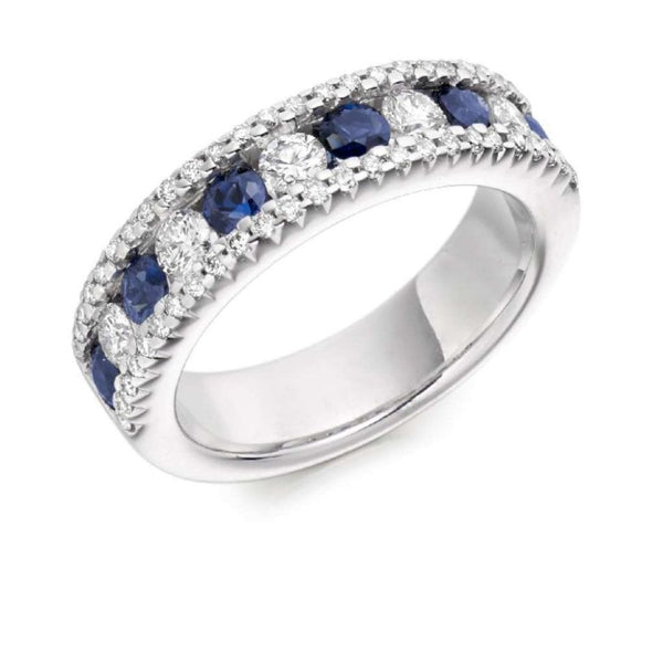 Finnies The Jewellers Platinum Diamond & Blue Sapphire Eternity Ring