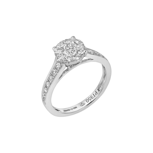 Finnies The Jewellers Platinum Diamond Cluster Engagement Ring 0.85ct