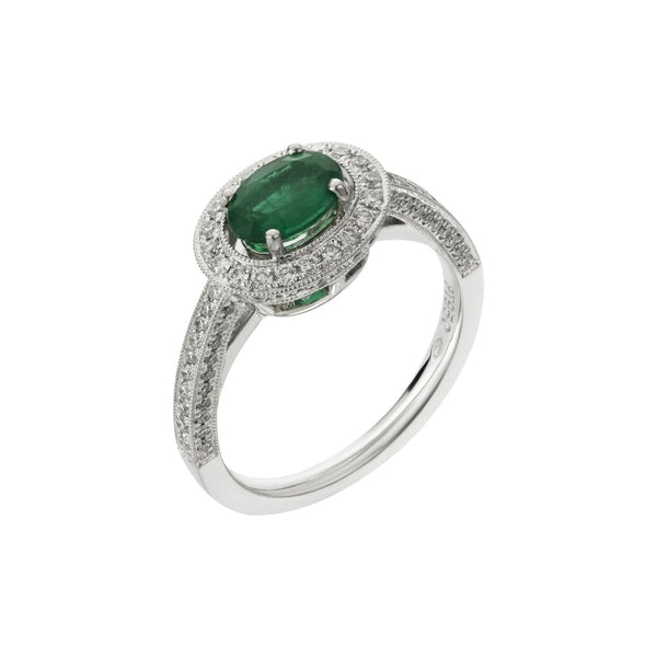 Finnies The Jewellers Platinum Diamond & Emerald Ring 0.54ct