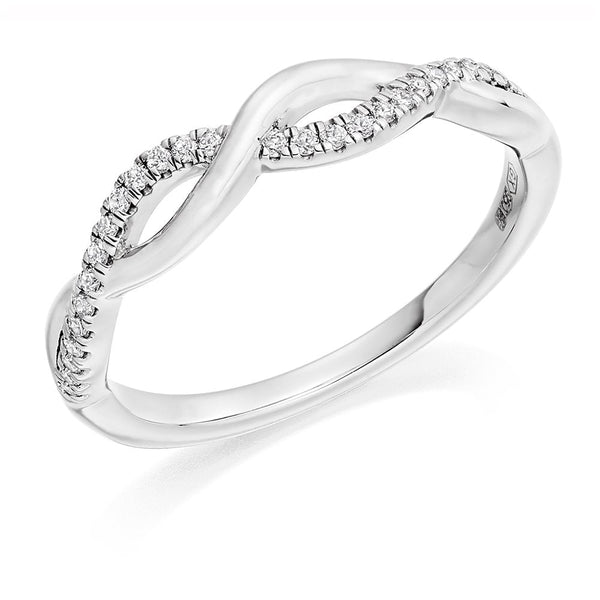 Finnies The Jewellers Platinum Diamond Entwined Ring 0.12ct