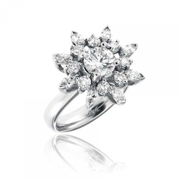 Finnies The Jewellers Platinum Diamond Flower Cluster Ring TD 2.17ct