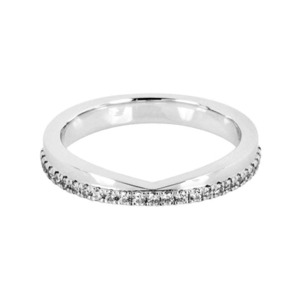 Finnies The Jewellers Platinum Diamond Set Shaped Wedding Ring 0.20ct