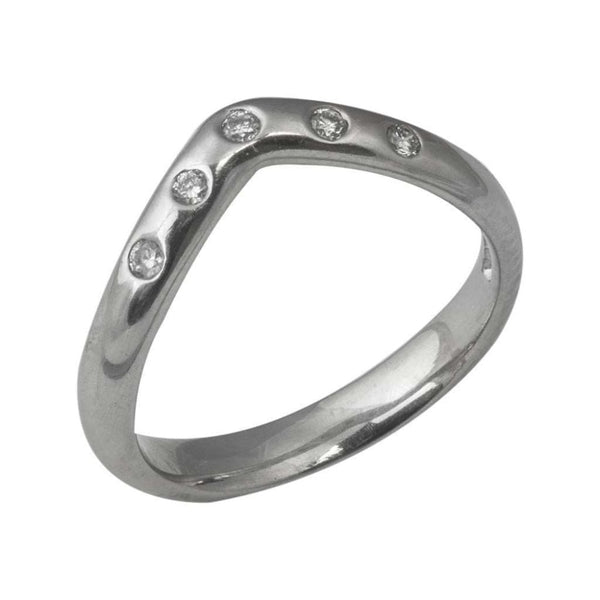 Finnies The Jewellers Platinum Diamond Set Shaped Wedding Ring